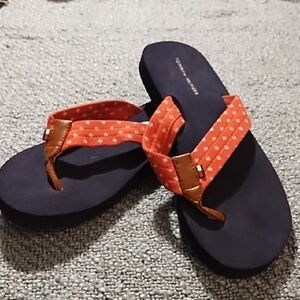 Tommy Hilfiger Polka Dot Flip Flops in Pink and Navy